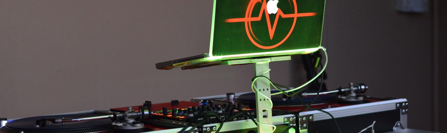 DJ Booth with laptop to form entertainment center